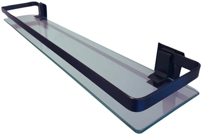 Hoexs - Doucherek 50cm - Zwart - Planchet - Badkamerplank - RVS - Wastafel Glas | Wandplank Badkamer | Wastafel