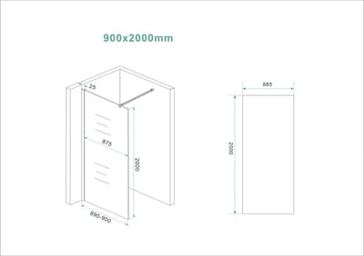 Wiesbaden Slim Glasplaat Inloopdouche 90 x 200 cm - Nano Vintage Brons Glas