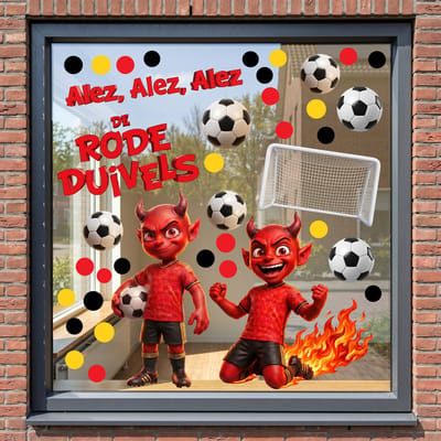Raamstickers WK voetbal België herbruikbaar – large formaat – Raamdecoratie Wereldkampioenschap