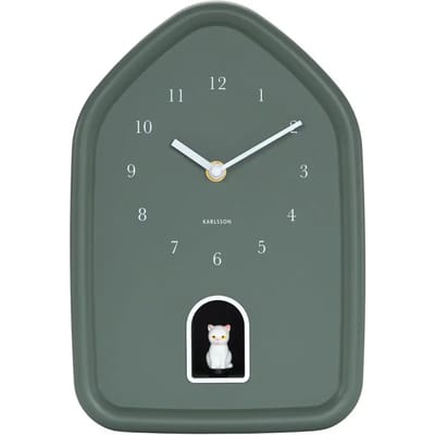 Karlsson Wandklok Modern Kitty - Groen - 29.1x20x29.1cm - Wandklok Modern