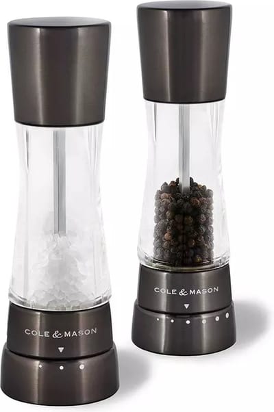 Cole & Mason Derwent Peper- en Zoutmolen Cadeauset – 19 cm – Gun Metal (Iron Grey) & Acryl – Gourmet Precision Maalwerk