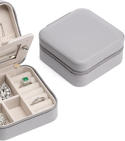 Candala Sieradenkistje voor meisjes, reizen, sieradendoos voor dames, klein, met spiegel, reissieradenetui voor heren, van leer, voor het opbergen van oorbellen, ringen, delicate kettingen, horloges en lippenstift
