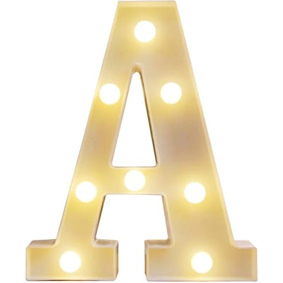 Alfabet LED's Licht Staande Letters Bord met Bollen Nachtlamp Warm Wit Constant Helder Licht Effect 2 * AA Cell Operated IP54 Waterbestendigheid A beige
