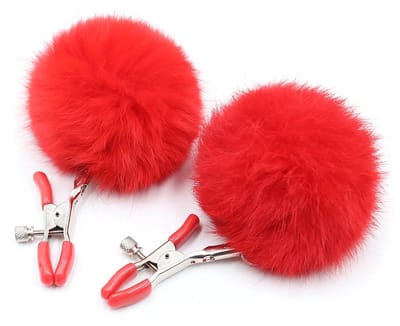 Smart Moves - Tepelklemmen met Fluffy Pompoms - Rood