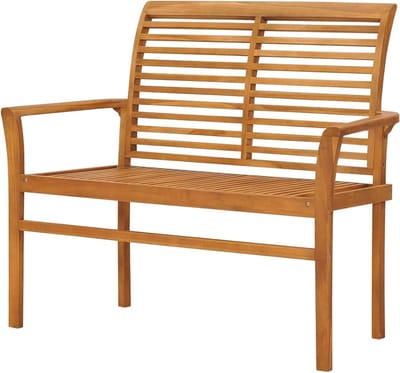 Tuinbank Massief Teakhout - Outdoorbank Terras - Ontspannen Buiten Zitten - Uiterst Robuust Weerbestendig - 112 cm - Warm Bruin