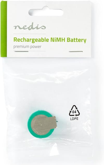 Nedis Oplaadbare NiMH-Batterij - 2.4 V DC - Oplaadbaar - 250 mAh - Voorgeladen - 1-Polybag - N/A - Soldeerpin - Groen