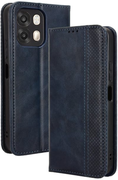 Coverup Hoesje - Geschikt voor OPPO A6 5G Hoesje - Coverup Vintage Style Book Case - Blauw