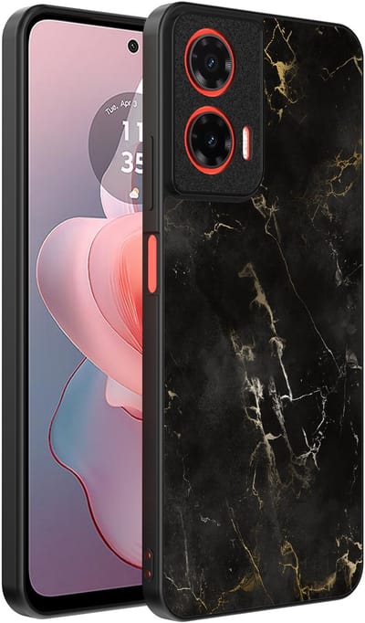 Smartphonica Telefoonhoesje Geschikt voor Motorola Moto G Power 2024 met marmer opdruk - TPU backcover case black marble design - Zwart geschikt voor Motorola Moto G Power 2024