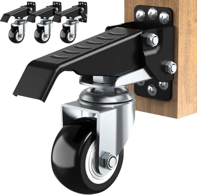 Zwenkwielenkit voor werkbank - 300 kg capaciteit - sterke intrekbare zwenkwielen - stalen constructie - installatiesjabloon - 4 stuks heavy duty wheel