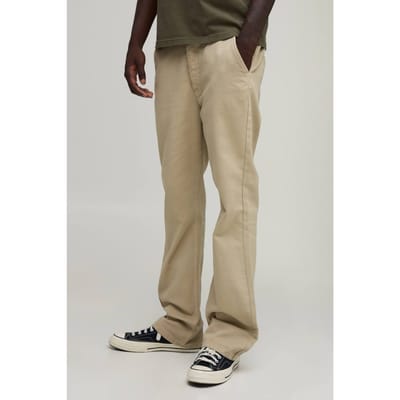 Slim Flare Broek Met Half & Half Tailleband In Gewassen Twill | Taupe | Size XS