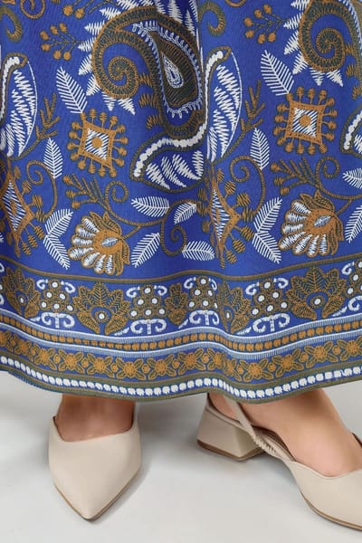 Geprinte Maxi Jurk met Lange Mouwen van Viscose