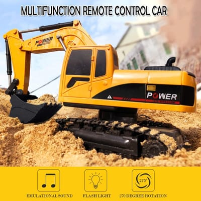 Pelle RC 1/24, tracteur de Construction de voiture, pelle en métal, jouet pour enfants avec lumières et sons plastic version jaune