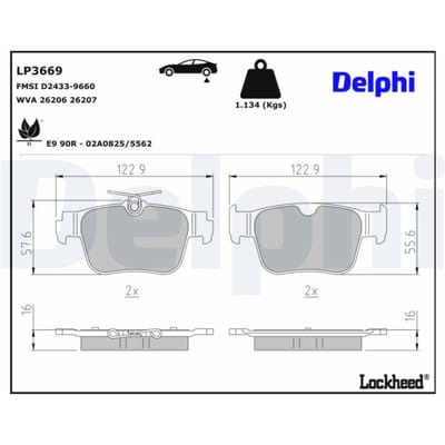 Remblokset DELPHI LP3669, achter