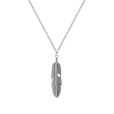 Lumici® | Feather Ketting - Veer Ketting - Feather Necklace - Wol - Veertje - Natuur - Bos - Blaadje - Cadeau Voor Vrouwen - Moederdag Cadeau - Valentijn - Liefde - Verrassing - Zilver