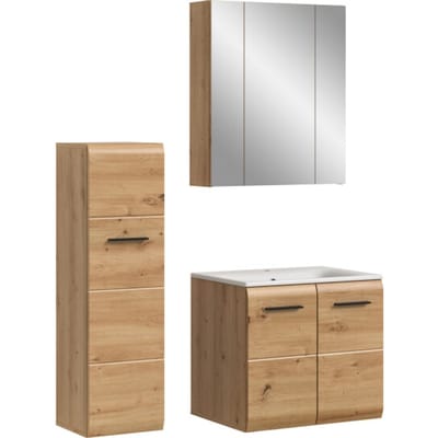 Badcombinatie met Spiegelkast en Wastafel - Moderne 4-delige Set in Artisan Oak - 105x185x46cm