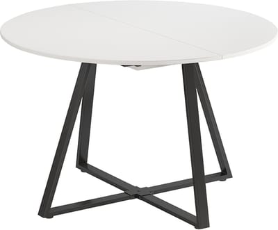 Vicco Eettafel Loyd, Wit/Zwart, 120-160 x 120 cm uitschuifbaar