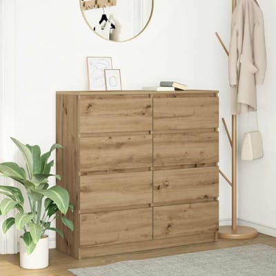 vidaXL - Dressoir - 100x35x99 - cm - bewerkt - hout - artisanaal - eikenkleurig