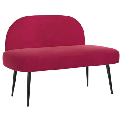 vidaXL - Gevuld - bankje - met - rugleuning - Wijnrood - 110 - x - 60 - x - 76 - cm - Fluweel