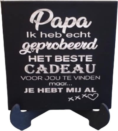 Keramiek spreuken tegel papa ik heb geprobeerd - cadeau incl houten stander