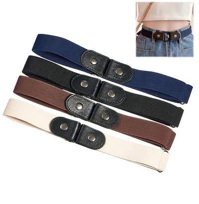 Dailygoods- Stretchriem - Set van 4 Stuks - Verstelbare Elastische Riem zonder Gesp - Antislip Riem voor Jeans/Broek/Jurk - Onzichtbare Riem - Comfortabel Ontwerp