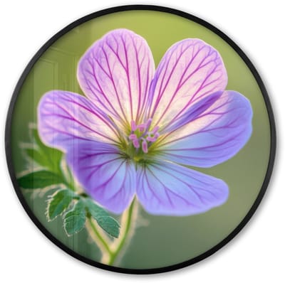 Poster in lijst Rond - Fotolijst 60x60 cm - Posters - Bloem - Close up - Paars - Ronde posterlijst zwart - Decoratie - Wanddecoratie woonkamer - Muurdecoratie slaapkamer