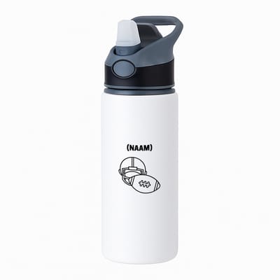 Hacebo® - American football met eigen naam waterfles met rietje zwart - Sport - Sporter - American footbaal - water fles - 650ML