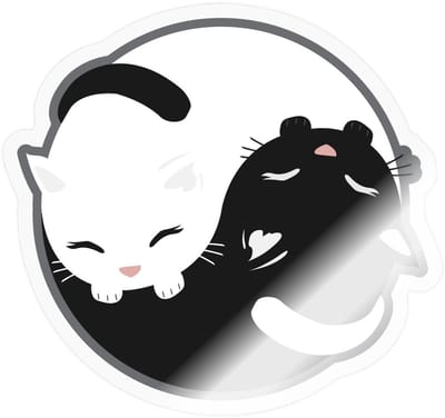 Yin Yang Katten Sticker maat S (10 x 10 cm)