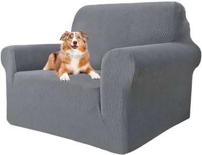 Super Stretch Zetelhoes voor 1 zitplaatsen bank, 1-delige universele bankhoezen woonkamer Jacquard Spandex meubelbeschermer honden huisdiervriendelijk ingerichte bank Slipcover (1 Zitsbank, Li