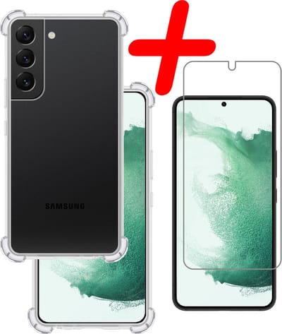 Hoesje Met Screenprotector - Geschikt voor Samsung Galaxy S22 - Sterk & Shockproof - Siliconen Case - Back Cover - Telefoon Hoes - Shock Proof - Transparant