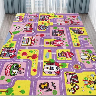 Jongen en Meisje Spelkleed Blauw Roze Groen Zachte Klimmat Stedelijke Weg Railvervoer Kleed Kantoor Kinderkamer Decoratie 50X80cm