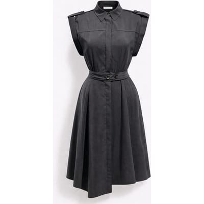 Textured A-Lijn Midi Hemddress met Riem