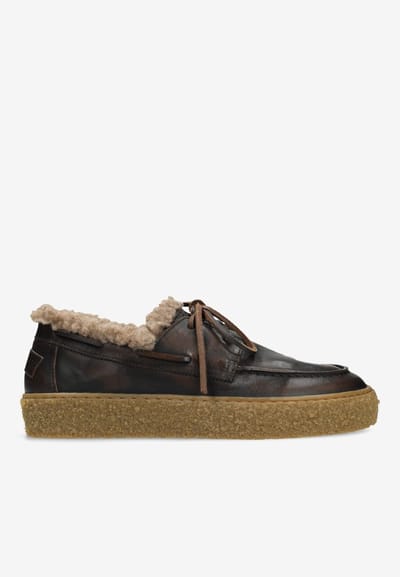 Shabbies Amsterdam - CHEWY MOCCASIN Sneaker Leather Dark Brown - Maat 37