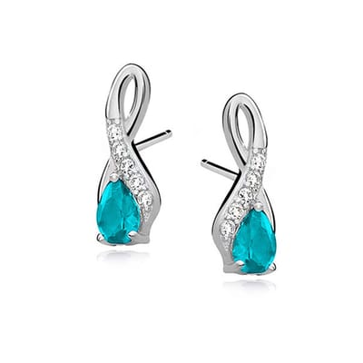 Joy|S - Zilveren klassieke druppel oorbellen - zirkonia aqua marine blauw - infinity - gehodineerd