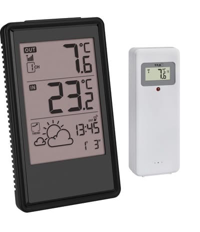 Draadloze Weerstation - Weer Voorspeller - Binnen Buiten Meten - 5 Dagen Prognose - 100m Bereik - Zwart