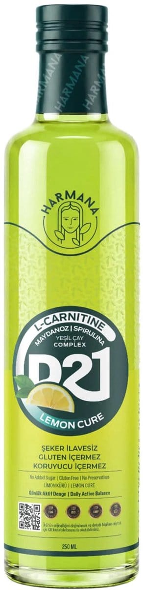 Harmana D21 Lemon Cure met L-Carnitine & Citroenextract – Suikervrije Kruidendrank – 250 ml