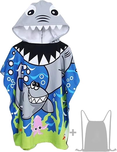 badhanddoek, voor kinderen, microvezel, badponcho, strandhanddoek, kinderen, ultrazacht en absorberend, handdoek met capuchon, voor meisjes, jongens, tieners, 6-14 jaar oud