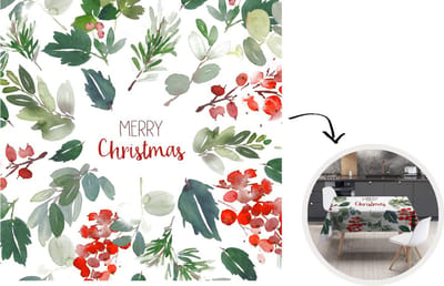 Kerst Tafelkleed - Kerstmis Decoratie - Tafellaken - Kerst - Quote - Waterverf - 180x180 cm - Kerstmis Versiering