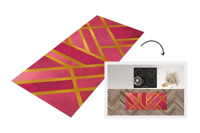 Keukenloper - Loper keuken - Goud - Roze - Luxe - 120x50 cm - Keukenloper vinyl