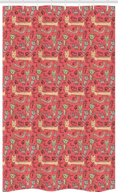 ABAKUHAUS Katten douchegordijn – Kitty Doodle Pootjes – 120x180 cm