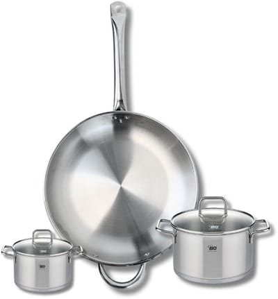 Set van 1 Koekenpan 32 cm en 2 kookpotten 12 en 16 cm Elo Profi Citrin