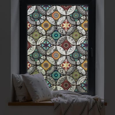 NBAP® Raamfolie Glas in Lood - Zelfklevend - Antieke Look - Multicolor