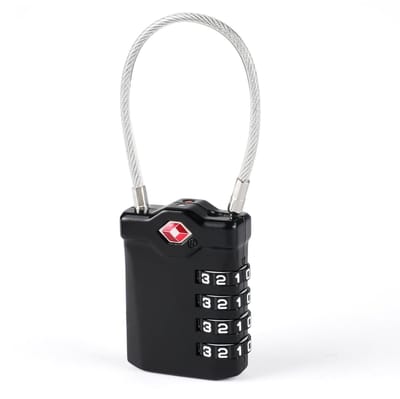 Dailygoods- Bagageslot TSA-goedkeurd - 4-cijferig Combinatieslot - Veiligheidsslot - Zinklegering/Roestvrij Staal - Zwart - Eenvoudig te Reinigen - Reisslot