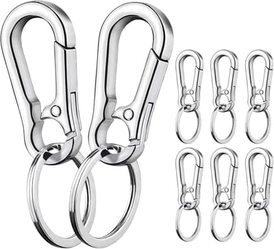 Set van 8 Carabiner Haken Sleutelhangers van Zinklegering met Opbergdoos voor Sleutels en Portemonnees, Ideaal voor Outdoor en Camping