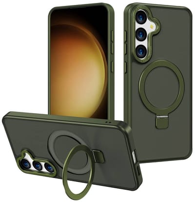 Cityhoesje-Backcover-Geschikt voor Samsung S24 FE-Ring stand-Groen