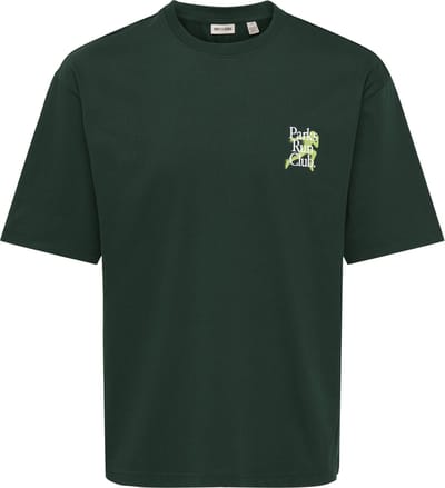 Only & Sons groene heren t-shirt   Ronde hals   Regular fit   Tekst patroon   Duurzaam   Korte mouw Groen L