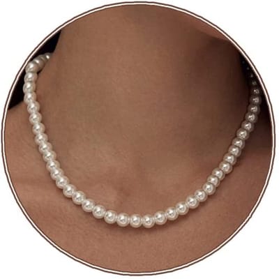 Parelketting voor dames, 8 mm imitatie-halsketting, wit, kunstparels, perfect voor bruiloften en verjaardagsfeesten