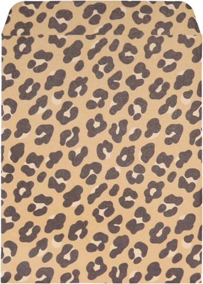 Papieren Cadeauzakjes - Panterprint - Bruin / Beige - Zwart - 50 Stuks - 10 x 12,5 cm - Inclusief 50 Mat Zwarte Ronde Stickers (2,5 cm)