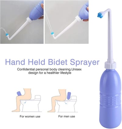 Famanu - Draagbare reisbidet met fles, handspuit voor persoonlijke verzorging thuis of onderweg