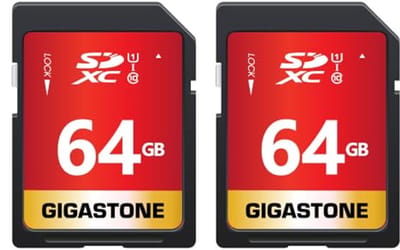 Gigastone 64 GB SDXC-geheugenkaart, set van 2 kaarten, premium serie, overdrachtssnelheid tot 80 MB/s. voor foto's, video's, muziek, bestanden, camcorder, camera, pc, klasse 10 U1 UHS-I