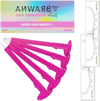 Wenkbrauw Meetgereedschap - Wenkbrauwliniaal stickers - Wenkbrauwen Nemen - Dubbele Schaal - 5 stuks - Roze
